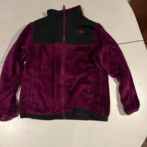 Girls The North Face Magenta and Black Fleece Jacket